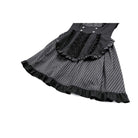 Darkinlove Women's Gothic Ruffle Pinstripe Mock Two-piece Long Sleeve Maid Dress
