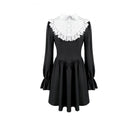 Darkinlove Women's Gothic Ruffle Turn-down Collar Contrast Color Bishop Sleeve Short Dress