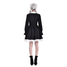 Darkinlove Women's Gothic Ruffle Turn-down Collar Contrast Color Bishop Sleeve Short Dress