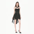 Darkinlove Women's Gothic Ruffled High-Low Lace Slip Dress