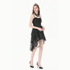 Darkinlove Women's Gothic Ruffled High-Low Lace Slip Dress