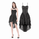 Darkinlove Women's Gothic Ruffled High-Low Lace Slip Dress