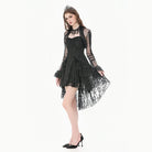 Darkinlove Women's Gothic Ruffled High-Low Lace Slip Dress