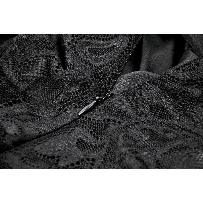 Darkinlove Women's Gothic Ruffled High-Low Lace Slip Dress