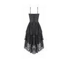 Darkinlove Women's Gothic Ruffled High-Low Lace Slip Dress