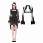 Darkinlove Women's Gothic Ruffled High Neck Flare Sleeve Mesh Cape
