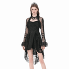 Darkinlove Women's Gothic Ruffled High Neck Flare Sleeve Mesh Cape