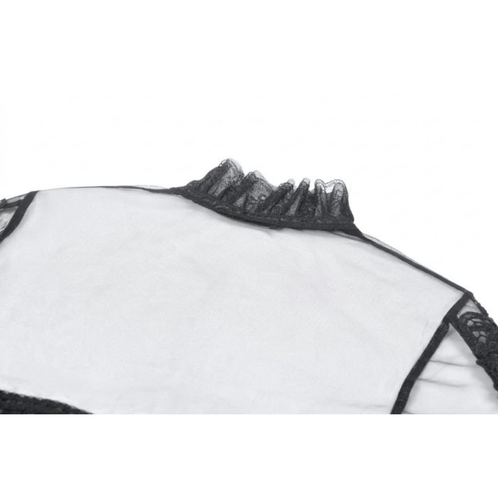 Darkinlove Damen Gothic-Umhang mit Rüschen, hohem Kragen, ausgestellten Ärmeln und Mesh-Einsätzen