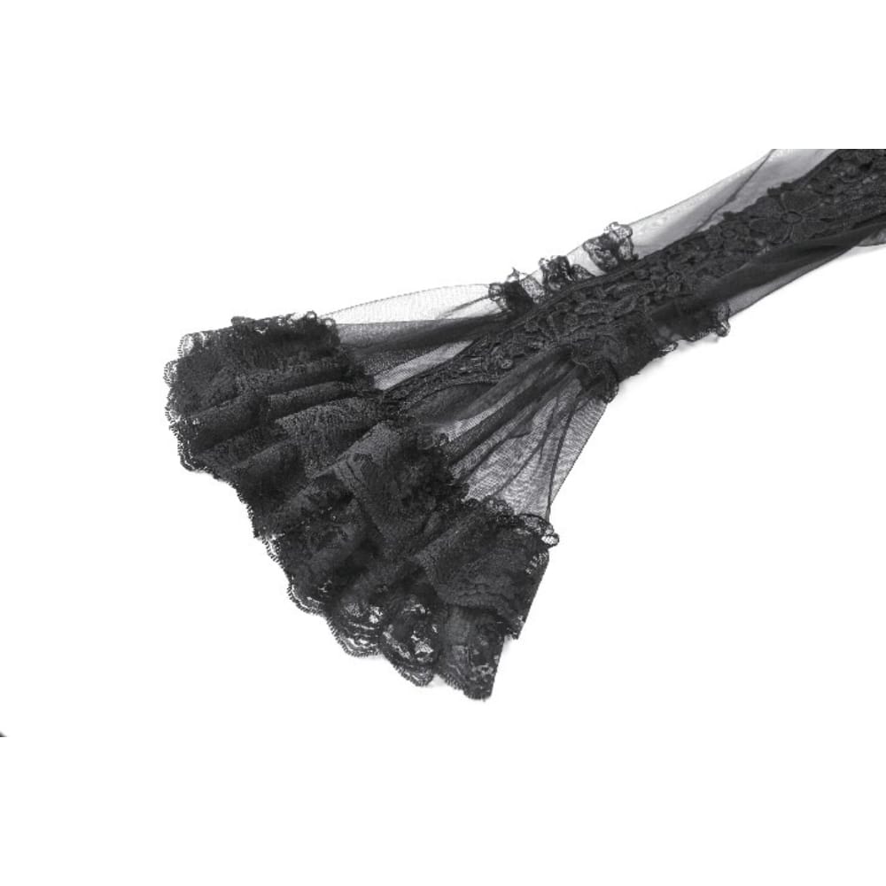 Darkinlove Damen Gothic-Umhang mit Rüschen, hohem Kragen, ausgestellten Ärmeln und Mesh-Einsätzen