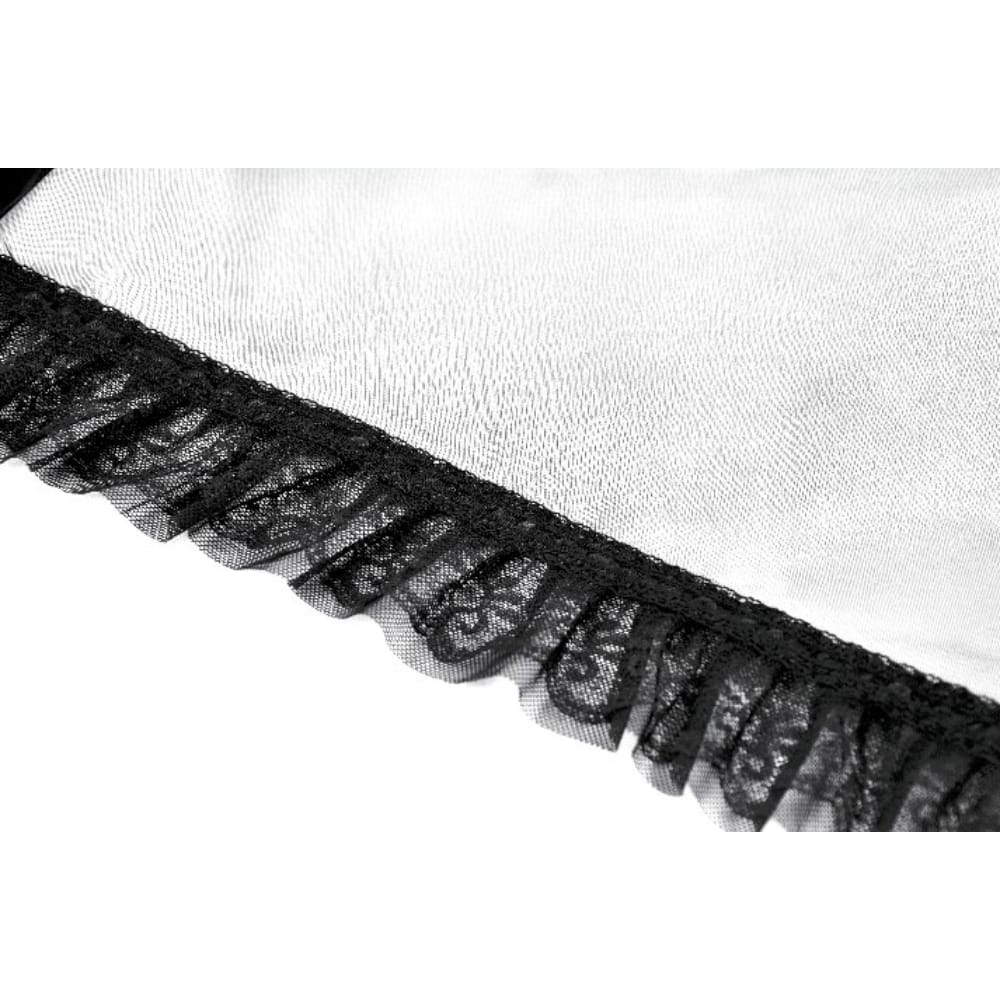 Darkinlove Damen Gothic-Umhang mit Rüschen, hohem Kragen, ausgestellten Ärmeln und Mesh-Einsätzen