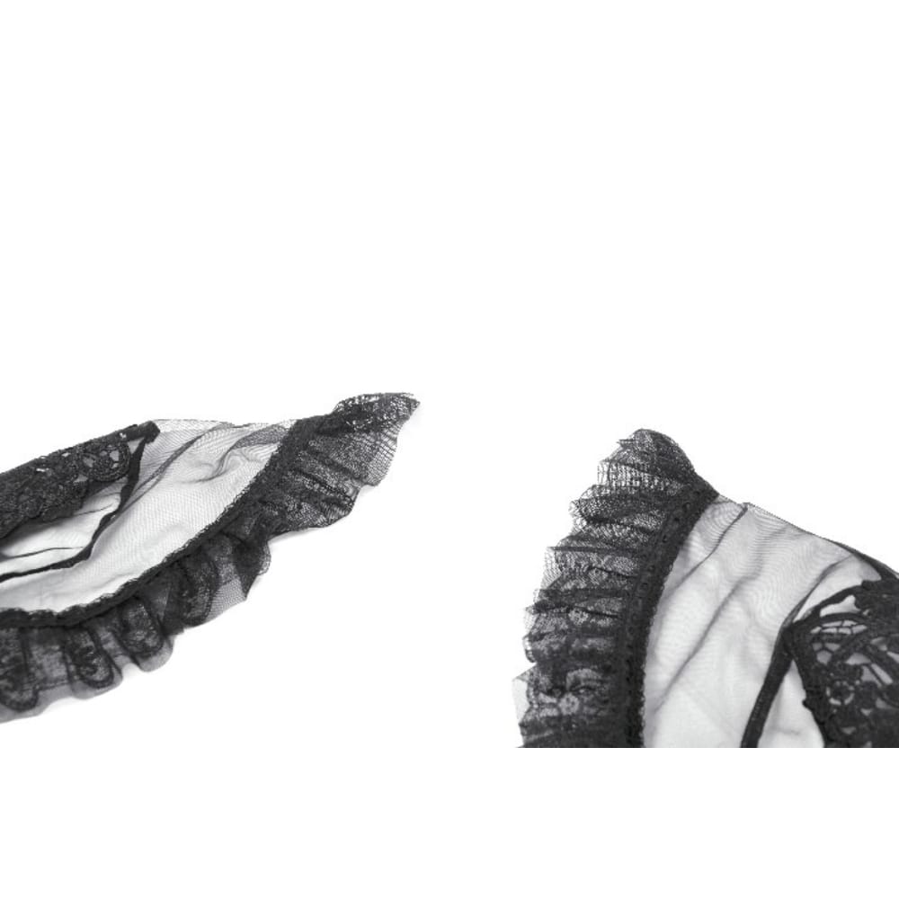 Darkinlove Damen Gothic-Umhang mit Rüschen, hohem Kragen, ausgestellten Ärmeln und Mesh-Einsätzen