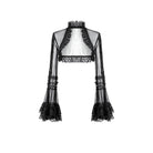 Darkinlove Women's Gothic Ruffled High Neck Flare Sleeve Mesh Cape