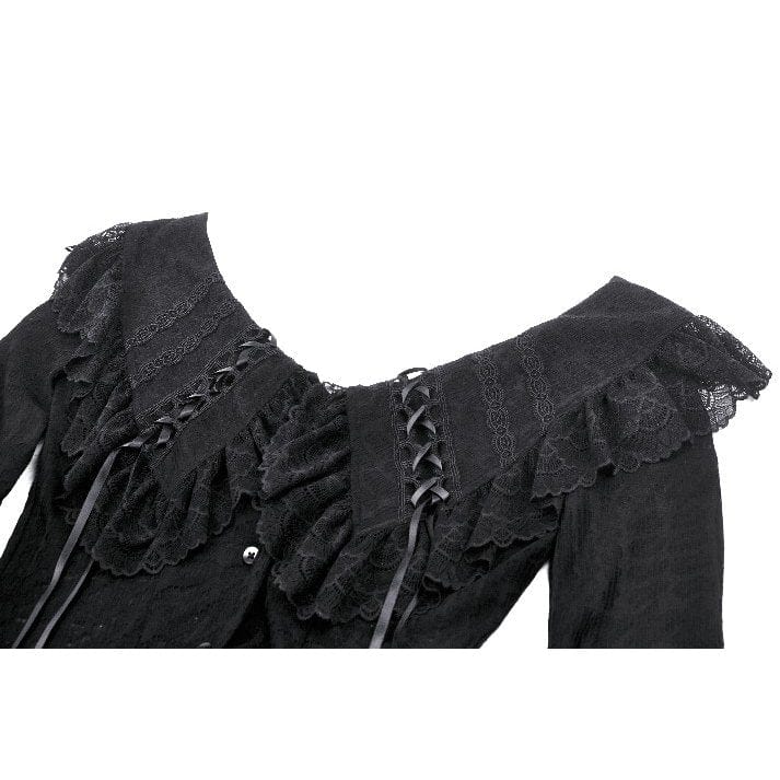 Darkinlove Women's Gothic Ruffled Lace Long Sleeved Shirt