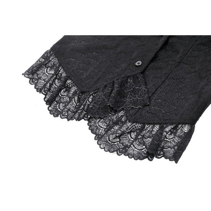 Darkinlove Women's Gothic Ruffled Lace Long Sleeved Shirt