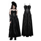 Darkinlove Women's Gothic Ruffled Lace Splice Velvet Corset Slip Dress