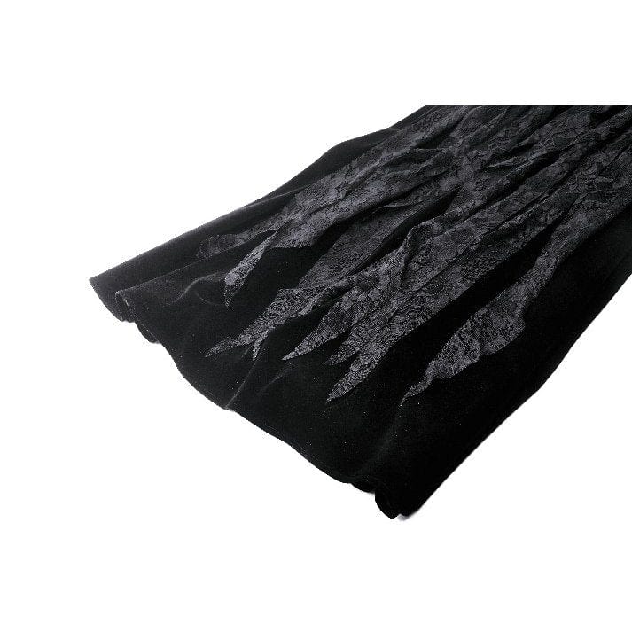 Darkinlove Women's Gothic Ruffled Lace Splice Velvet Corset Slip Dress