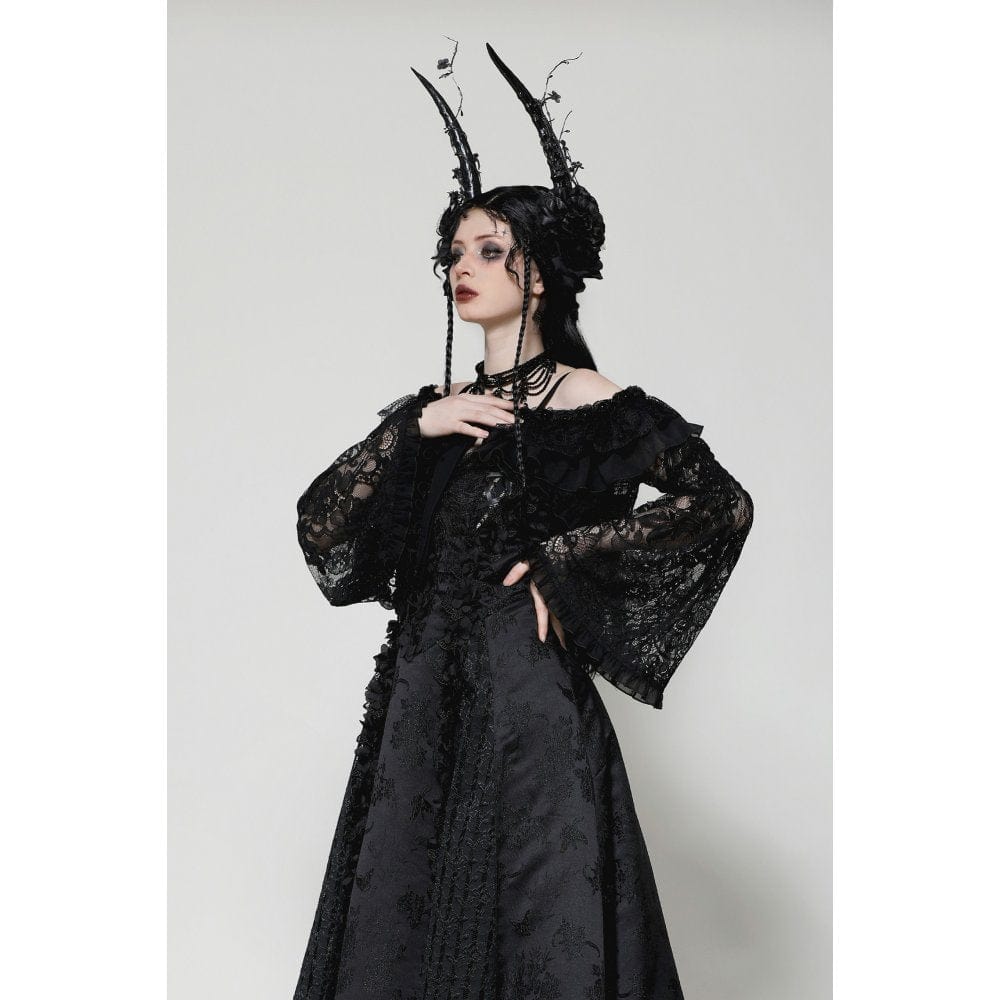 Darkinlove Women's Gothic Ruffled Lace Strap Cape