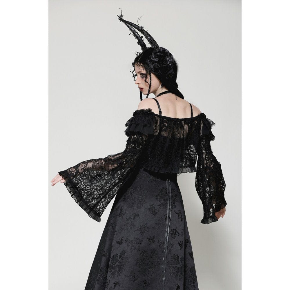 Darkinlove Women's Gothic Ruffled Lace Strap Cape