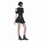 Darkinlove Women's Gothic Ruffled Lace-up Cutout Short Sleeve Shirt