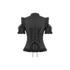Darkinlove Women's Gothic Ruffled Lace-up Cutout Short Sleeve Shirt