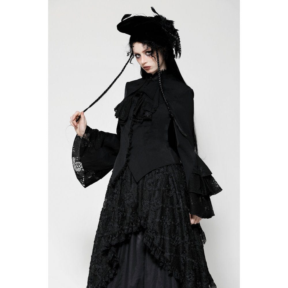 Darkinlove Women's Gothic Ruffled Layered Long Sleeved Shirt