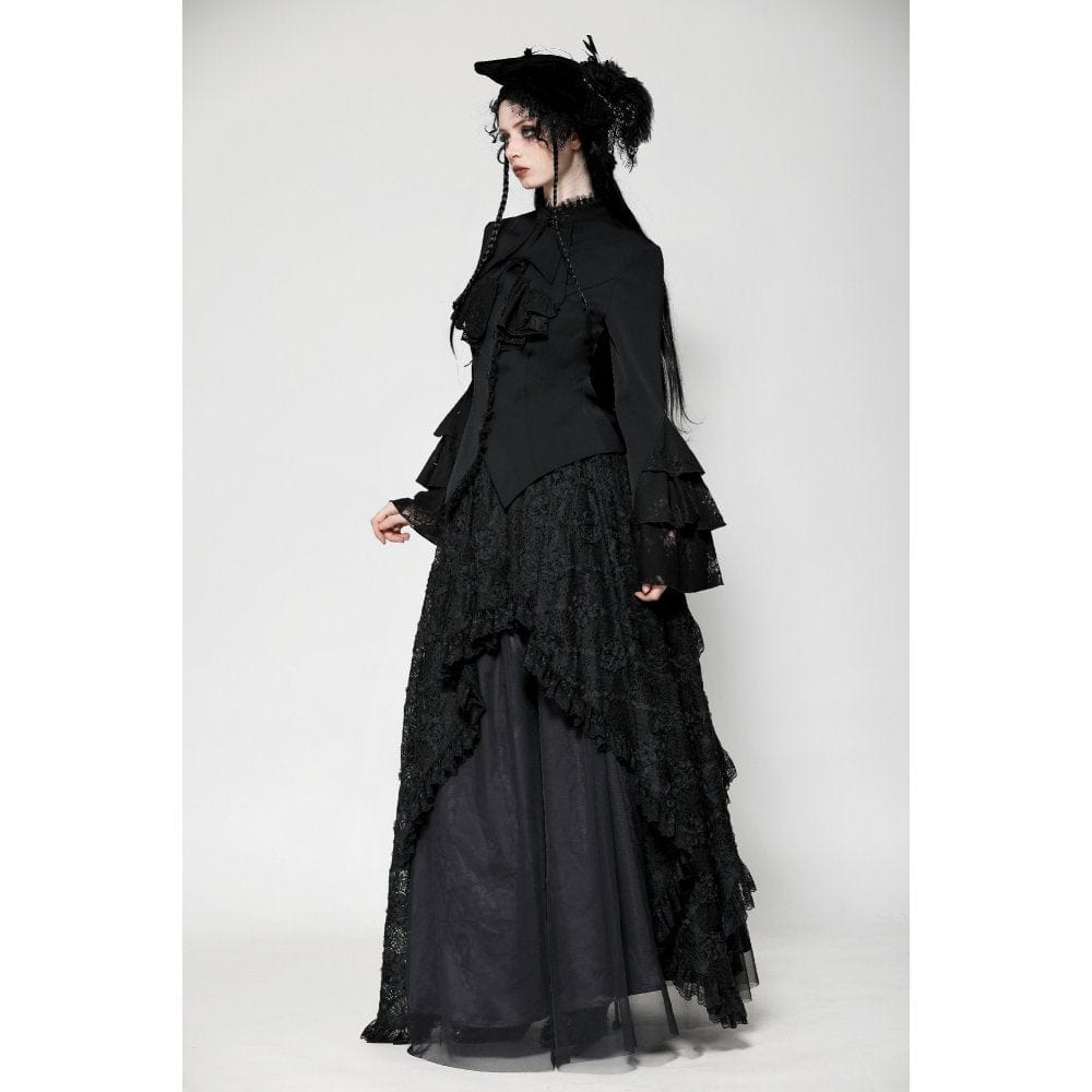 Darkinlove Women's Gothic Ruffled Layered Long Sleeved Shirt