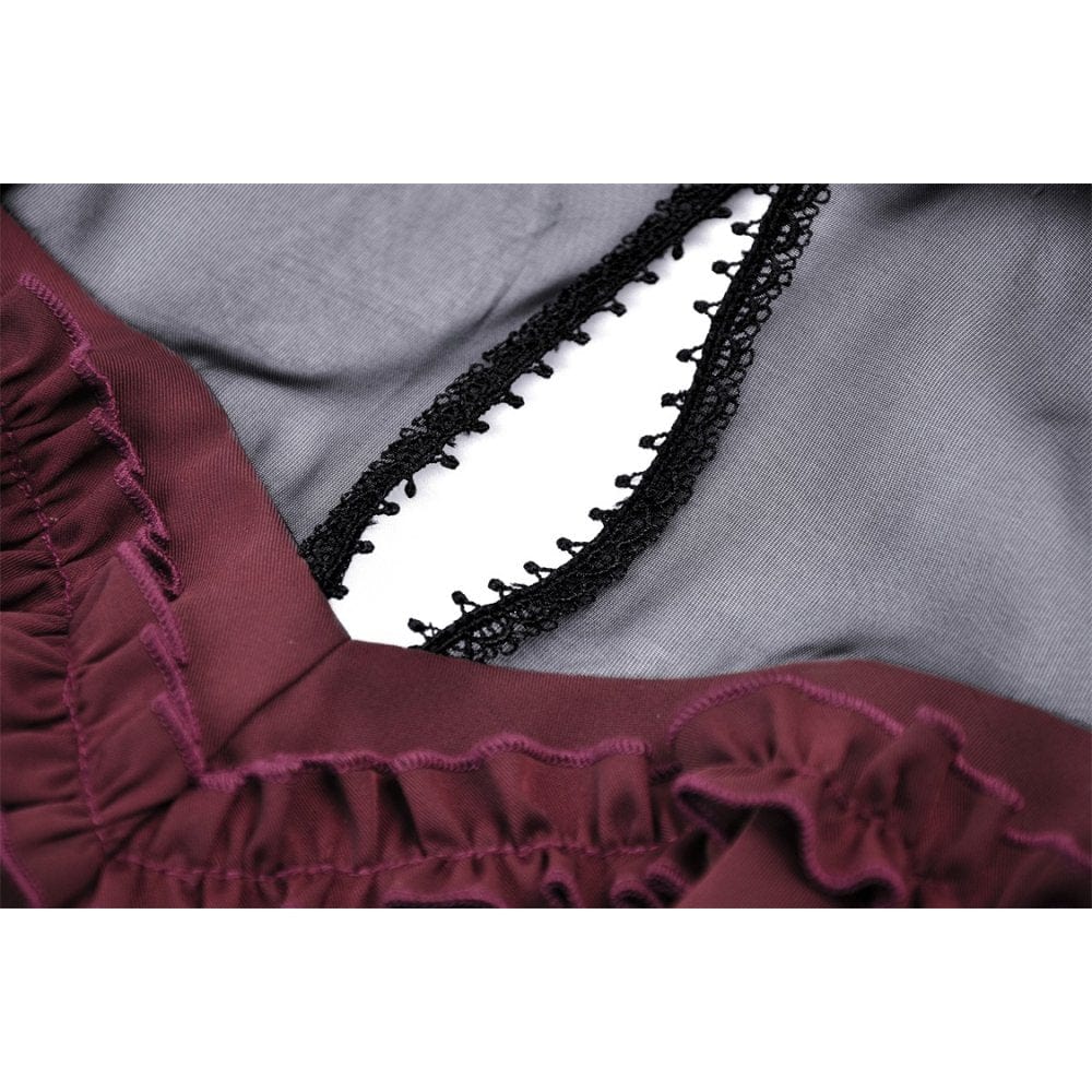 Darkinlove Women's Gothic Ruffled Mesh Splice Dress