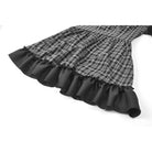 Darkinlove Women's Gothic Ruffled Plaid Puff Short Sleeve Dress