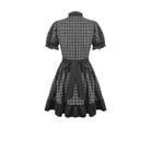 Darkinlove Women's Gothic Ruffled Plaid Puff Short Sleeve Dress