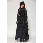 Darkinlove Women's Gothic Ruffled Sheer Lace Shirt