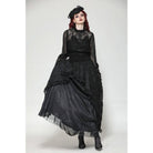 Darkinlove Women's Gothic Ruffled Sheer Lace Shirt