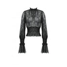 Darkinlove Women's Gothic Ruffled Sheer Lace Shirt