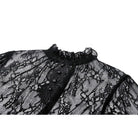Darkinlove Women's Gothic Ruffled Sheer Lace Shirt