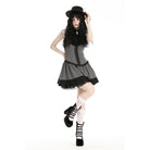 Darkinlove Women's Gothic Ruffled Striped Grad Dress