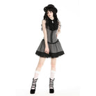 Darkinlove Women's Gothic Ruffled Striped Grad Dress