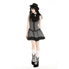 Darkinlove Women's Gothic Ruffled Striped Grad Dress