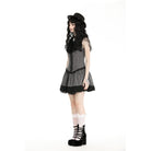 Darkinlove Women's Gothic Ruffled Striped Grad Dress