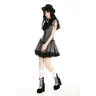 Darkinlove Women's Gothic Ruffled Striped Grad Dress