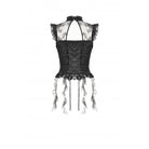 Darkinlove Women's Gothic Ruffles Bow Tie Lace Top with Tassels