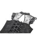 Darkinlove Women's Gothic Ruffles Bow Tie Lace Top with Tassels