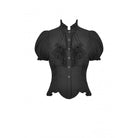 Darkinlove Women's Gothic Ruffles Short Puff Sleeved Shirt Black