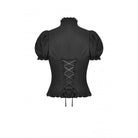 Darkinlove Women's Gothic Ruffles Short Puff Sleeved Shirt Black
