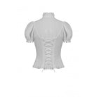 Darkinlove Women's Gothic Ruffles Short Puff Sleeved Shirt White