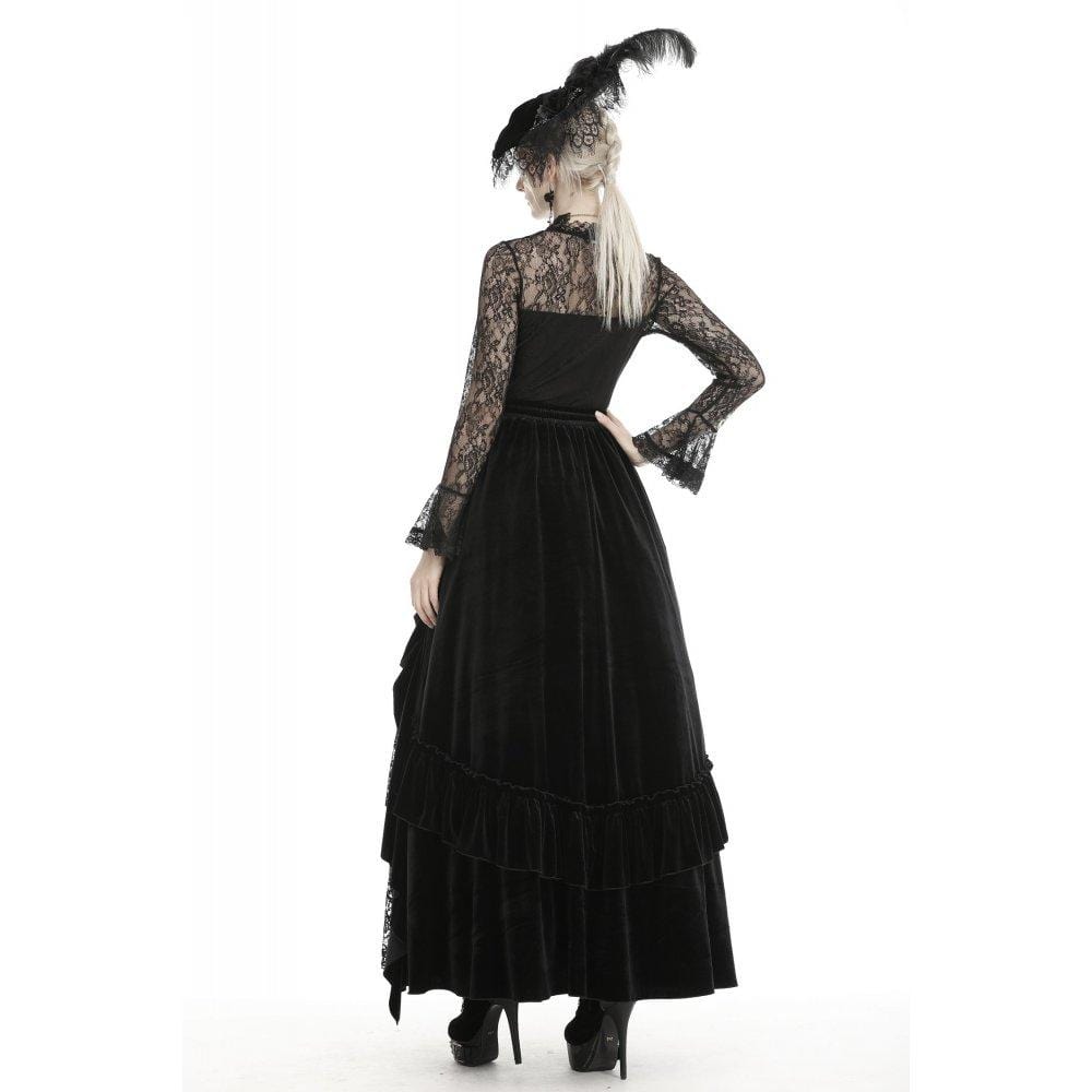 Darkinlove Women's Gothic Ruffles Velet Lace Skirts
