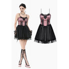 Darkinlove Women's Gothic Satin Multilayered Slip Dress