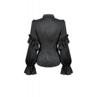 Darkinlove Women's Gothic See Through Ruffled Stand Collar Lantern Sleeved Shirt