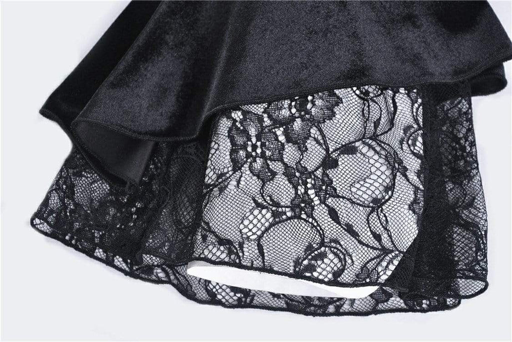Darkinlove Women's Gothic Sexy Lace Long Sleeved Velvet Tops