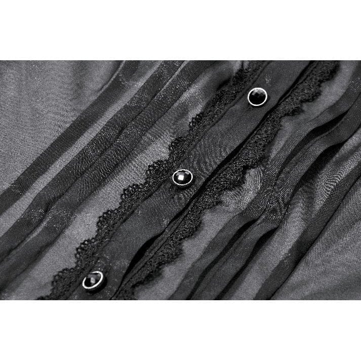Darkinlove Women's Gothic Sheer Layered Ruffled Puff Short Sleeved Shirt