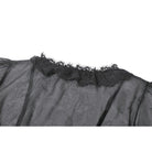 Darkinlove Women's Gothic Sheer Layered Ruffled Puff Short Sleeved Shirt