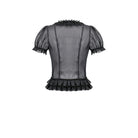 Darkinlove Women's Gothic Sheer Layered Ruffled Puff Short Sleeved Shirt